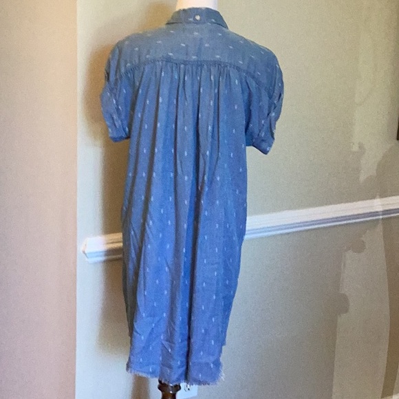 Thread+Supply lyocell blue chambray cap sleeve button front tunic dress size L - Picture 5 of 12